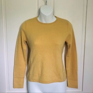 100% Cashmere Slim Sweater Yellow Qi Cashmere Small Crew Neck